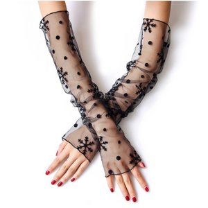 Black Snowflake Print Lace Arm Sleeve
